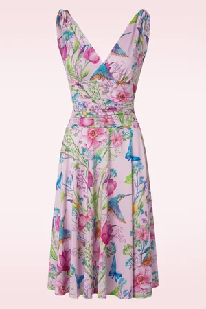 Vintage Chic Grecian floral swing jurk in helder roze