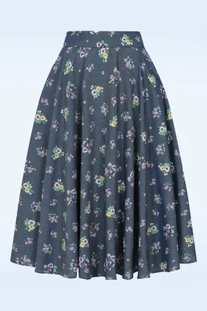 Banned Retro Cary Bloom rok in blauw