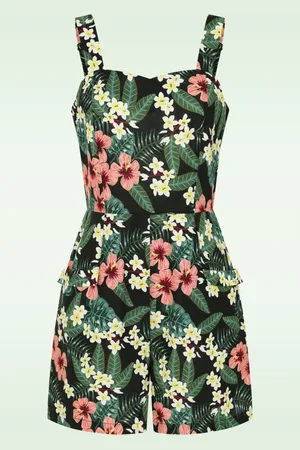 Banned Retro Elsie Tropical Tiare playsuit in groen