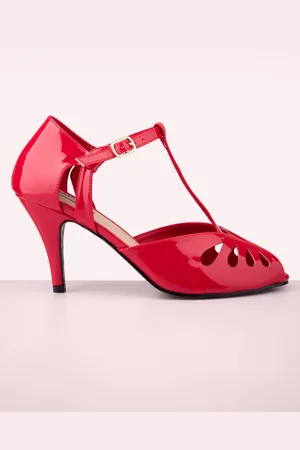 Banned Retro Secret Love-sandalen in lippenstiftrood