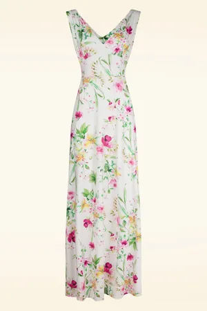 Vintage Chic Deveny Floral maxi jurk in wit
