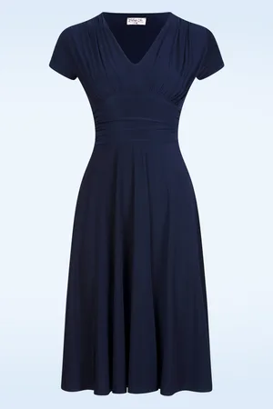 Vintage Chic Sarah Slinky swing jurk in navy