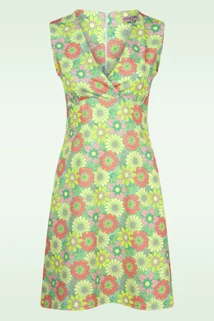 Vintage Chic Marion Floral jurk in groen en multi