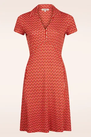 SURKANA Corine Graphic shirt jurk in rood