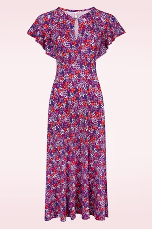 Blutsgeschwister Lightest Wings maxi jurk in Reef Meadow paars