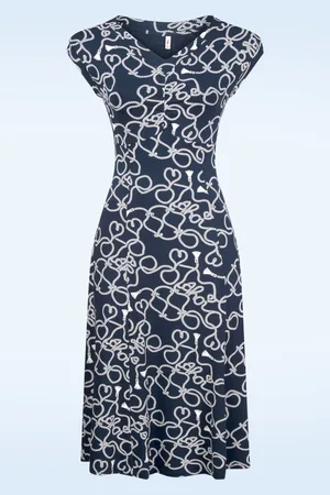 Blutsgeschwister Mothers Arms jurk in Sailing Ropes blauw