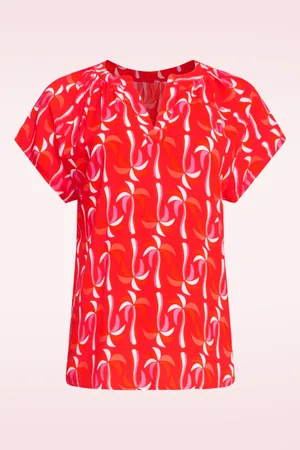 Smashed Lemon Maddy top in rood en multi