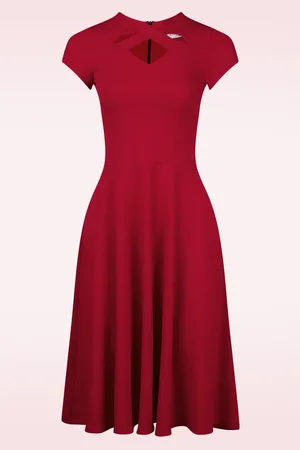 Vintage Chic Leah swing jurk in dieprood