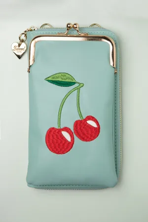 Banned Retro Cherry Pie Cross Body telefoontasje in mint