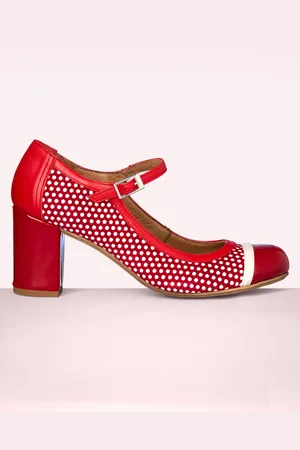 Nemonic Charol lederen Mary Jane pumps in rood
