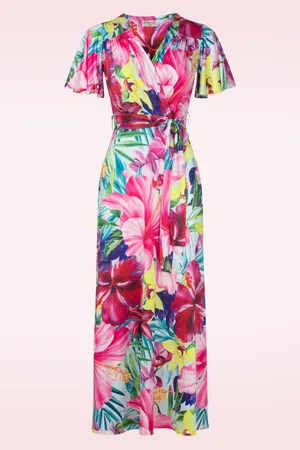 Vintage Chic Tammy Tropical Flower maxi jurk in multi