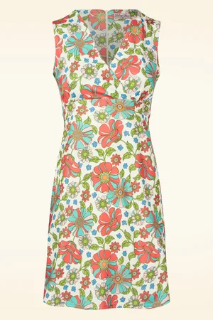 Vintage Chic Marion Floral jurk in crème en multi