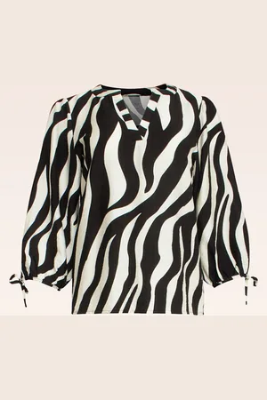 Smashed Lemon Zoë zebra blouse in gebroken wit en zwart