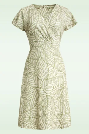 Smashed Lemon Jolene jurk in zand en leger groen