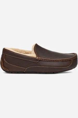 UGG ® Ascot-pantoffel voor heren in Brown, Maat 46, Leder