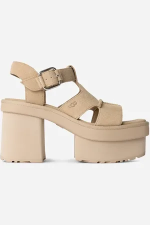 UGG ® New Heights Platform met T-Band in Brown, Maat 37, Suede