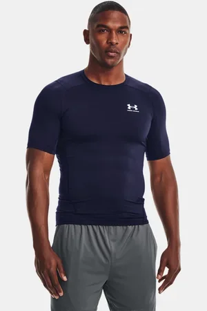 Under Armour HeatGear®-shirt voor heren met korte mouwen Midnight Marineblauw / Wit L