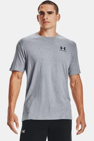Under Armour Herentop Left Chest Logo met korte mouwen Staal Light Heather / Zwart L