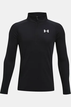 Under Armour Jongensshirt Tech™ 2.0 met korte rits en lange mouwen Zwart / Wit YMD (137 - 149 cm)