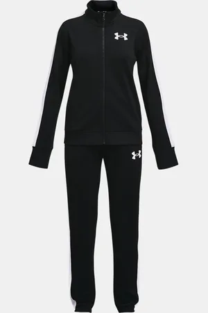 Under Armour Knit-trainingspak voor meisjes Zwart / Wit / Wit YLG (149 - 160 cm)