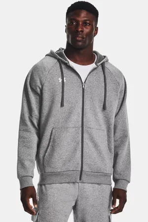 Under Armour Herenhoodie Rival Fleece met volledige rits Castlerock Light Heather / Wit L