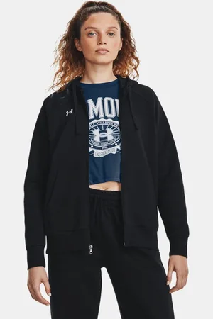 Under Armour Dameshoodie Rival Fleece met volledige rits Zwart / Wit L