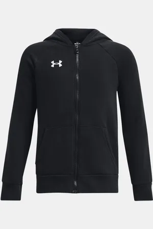 Under Armour Jongenshoodie Rival Fleece met volledige rits Zwart / Wit YLG (149 - 160 cm)