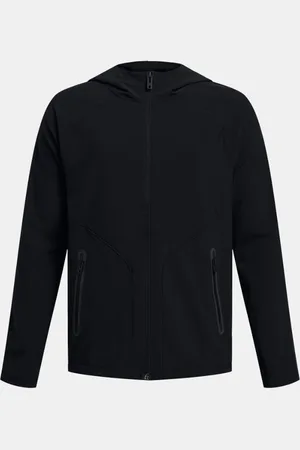 Under Armour Jongensshirt Unstoppable met volledige rits Zwart / Pitch Grijs YLG (149 - 160 cm)