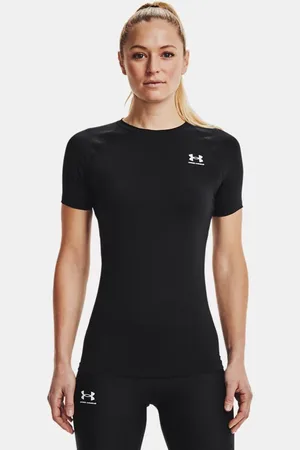 Under Armour Damesshirt HeatGear® Compression met korte mouwen Zwart / Wit L