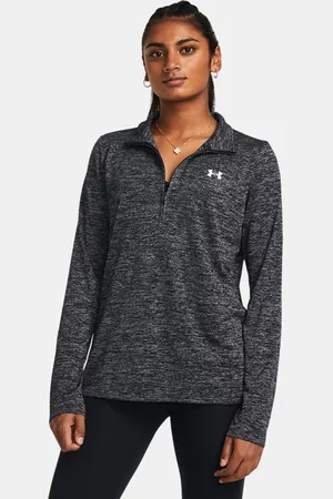 Under Armour Damesshirt Tech™ Twist met korte rits Zwart / Wit L
