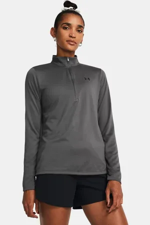 Under Armour Damesshirt Tech™ met korte rits Castlerock / Zwart L