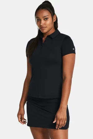 Under Armour Damespolo Playoff met korte mouwen Zwart / Zwart / Halo Grijs L