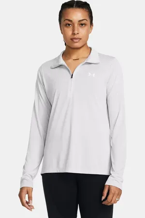 Under Armour Damesshirt Tech™ Twist met korte rits Halo Grijs / Wit L