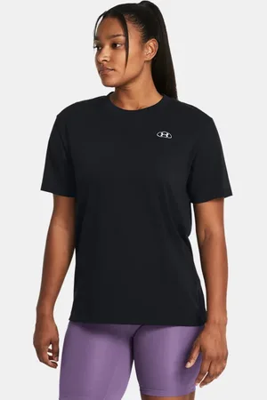 Under Armour Damesshirt Heavyweight Embroidered Patch Boyfriend Oversized met korte mouwen Zwart / Wit L