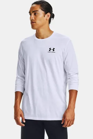Under Armour Herenshirt Left Chest met lange mouwen Wit / Zwart L