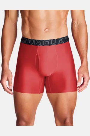 Under Armour Boxerjock® Herenondergoed Performance Tech™ - 15 cm – Set van 3 Rood / Castlerock Full Heather / Castlerock L