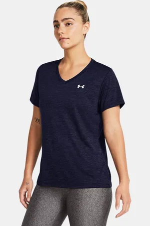 Under Armour Damesshirt Tech™ Twist V-Neck met korte mouwen Midnight Marineblauw / Wit L