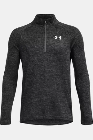 Under Armour Jongensshirt Tech™ 2.0 met korte rits en lange mouwen Castlerock / Wit YLG (149 - 160 cm)