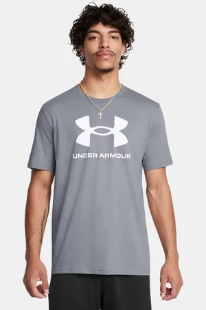 Under Armour Herenshirt Logo met korte mouwen Staal / Wit 3XL