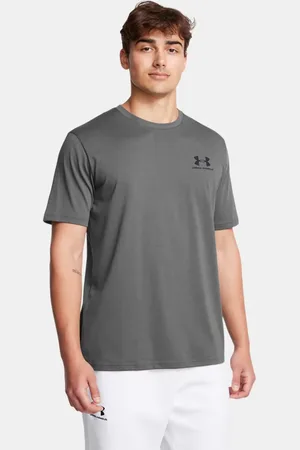 Under Armour Herentop Left Chest Logo met korte mouwen Castlerock / Zwart 3XL