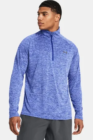 Under Armour Tech™-shirt voor heren met korte rits en lange mouwen Royal / Graphite 3XL