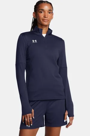 Under Armour Damesshirt Challenger Midlayer Midnight Marineblauw / Wit L