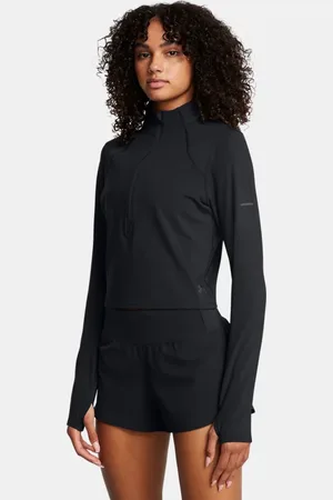 Under Armour Damesshirt Launch Elite met korte rits Zwart / Reflecterend L