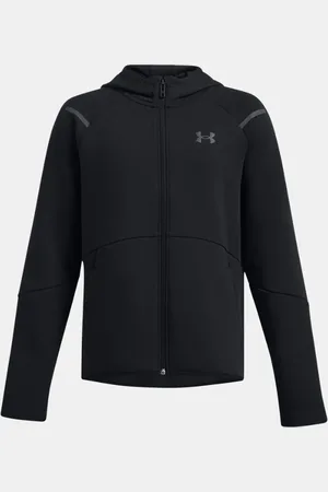 Under Armour Jongensshirt Unstoppable Fleece met volledige rits Zwart / Zwart YLG (149 - 160 cm)