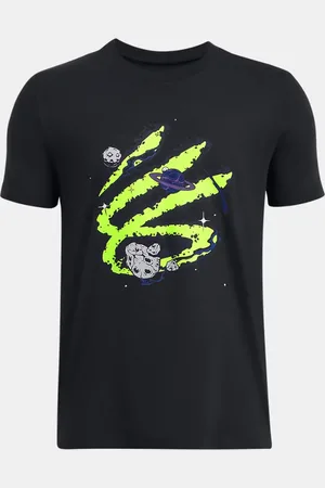 Under Armour T-shirt voor jongens Curry Trend Zwart / High Vis Geel YLG (149 - 160 cm)