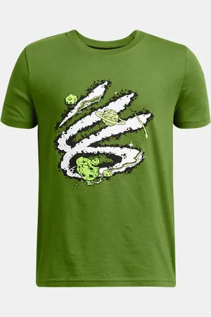 Under Armour T-shirt voor jongens Curry Trend Surplus Groente / Wit YLG (149 - 160 cm)