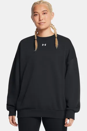 Under Armour Damesshirt Rival Fleece Oversized met ronde hals Zwart / Wit L