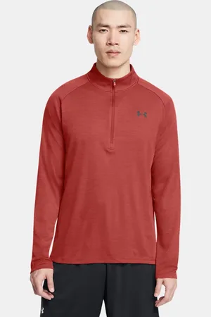 Under Armour Herenshirt Tech™ Textured met korte rits Earthen Oranje / Zwart 3XL