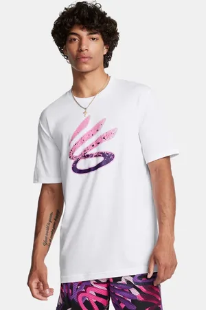 Under Armour T-shirt voor heren Curry Logo Trend Wit / Purper / Rebel Roze L