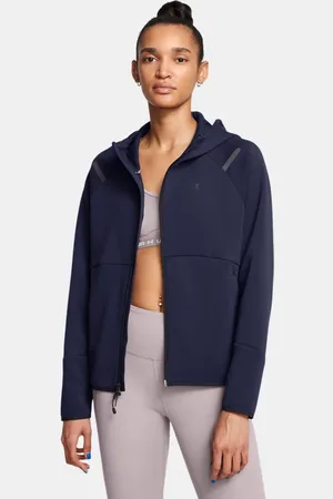 Under Armour Damesshirt Unstoppable Fleece met volledige rits Midnight Marineblauw / Zwart L